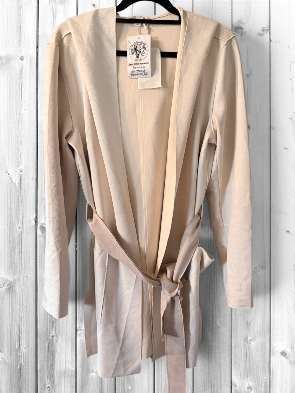 NWT:Hem & Thread Ivory Belted Open Sweater Cardigan